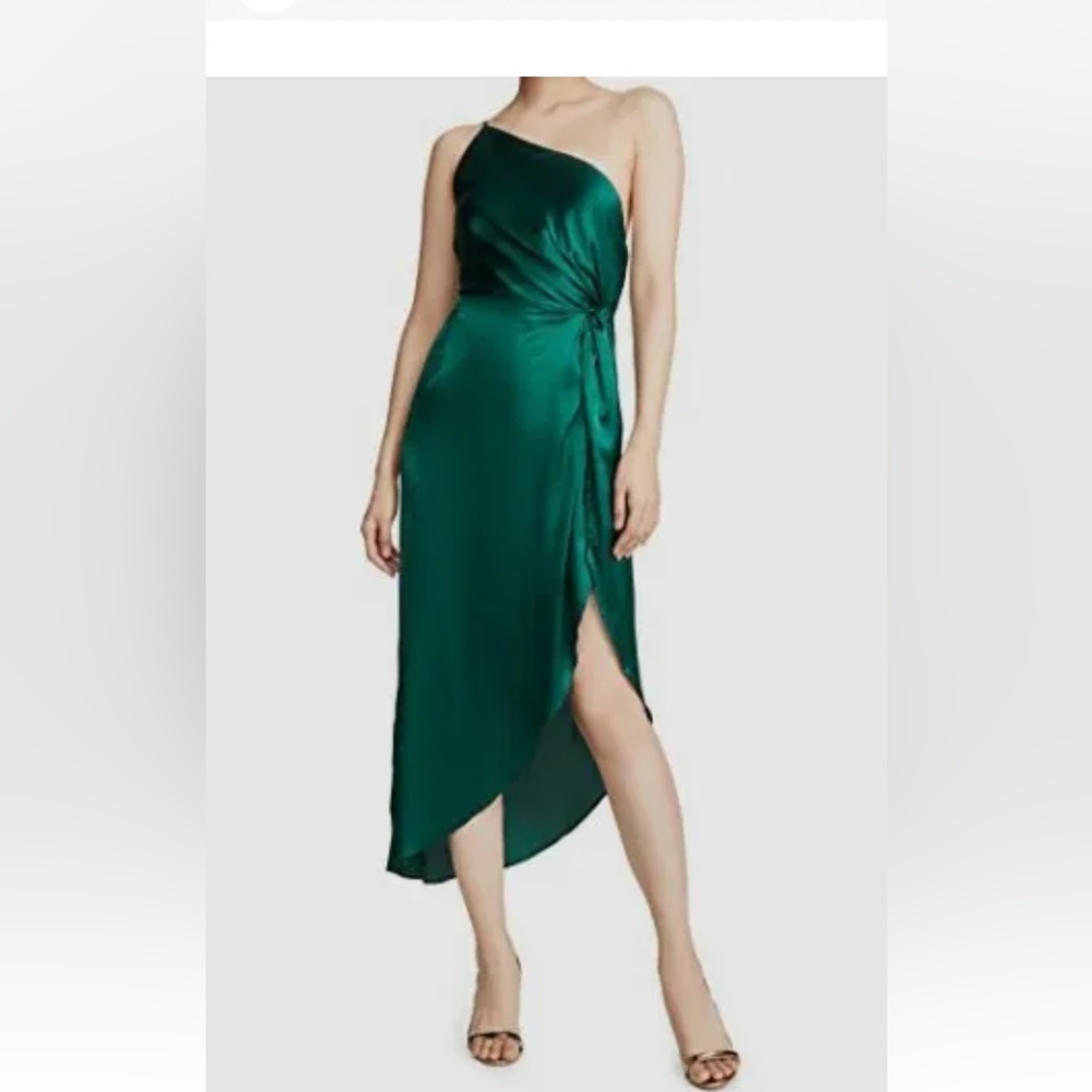 O.P.T Emerald Green one shoulder dress.